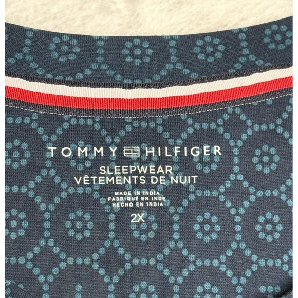 Tommy Hilfiger Sleepwear Blue Circle Dot Pattern Top Women's 2X Short Sleeve Top - Picture 3 of 12
